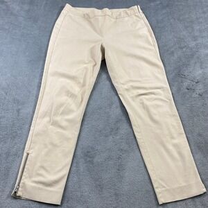 Eileen Fisher Beige Organic Cotton Blend Zip Ankle Pants Size S Preppy‎ Office